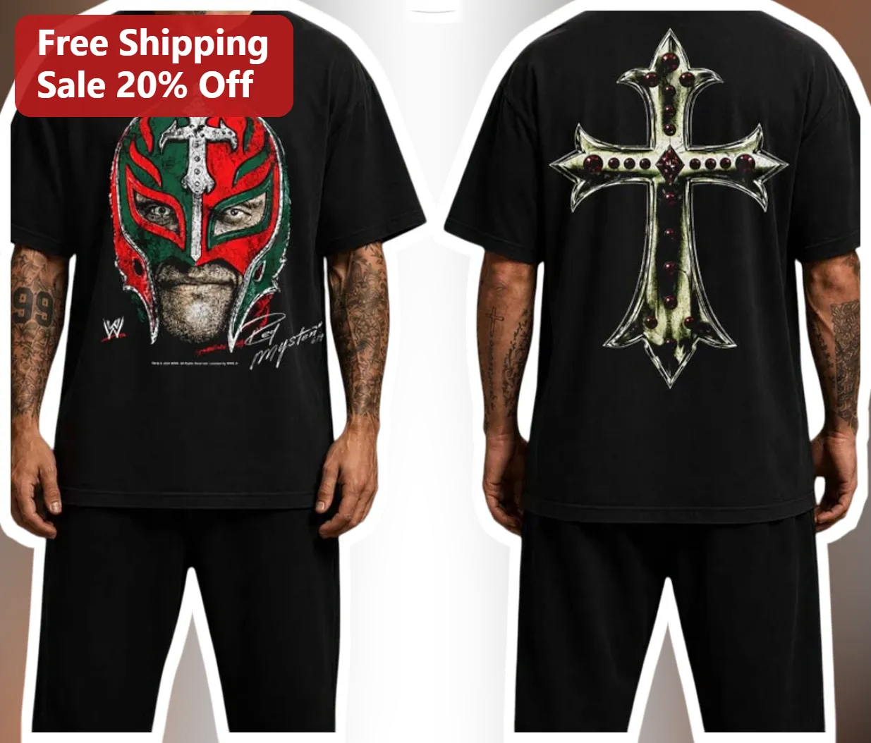 Rey Mysterio Vintage Distressed Mask Graphic Tee for WWE Fans