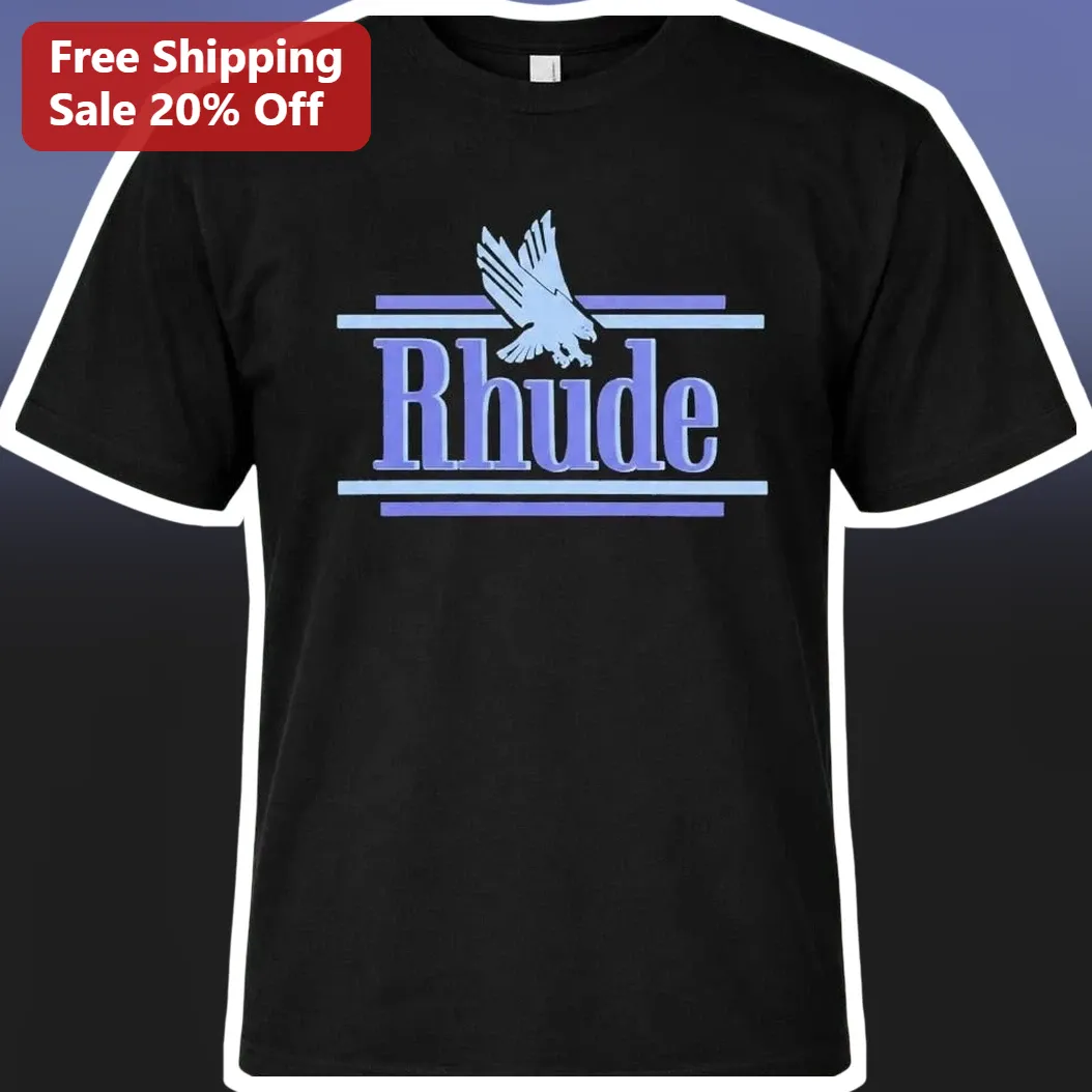 Rhude Tee Black Bird Logo Graphic T-Shirt Luxury Streetwear Cotton Top