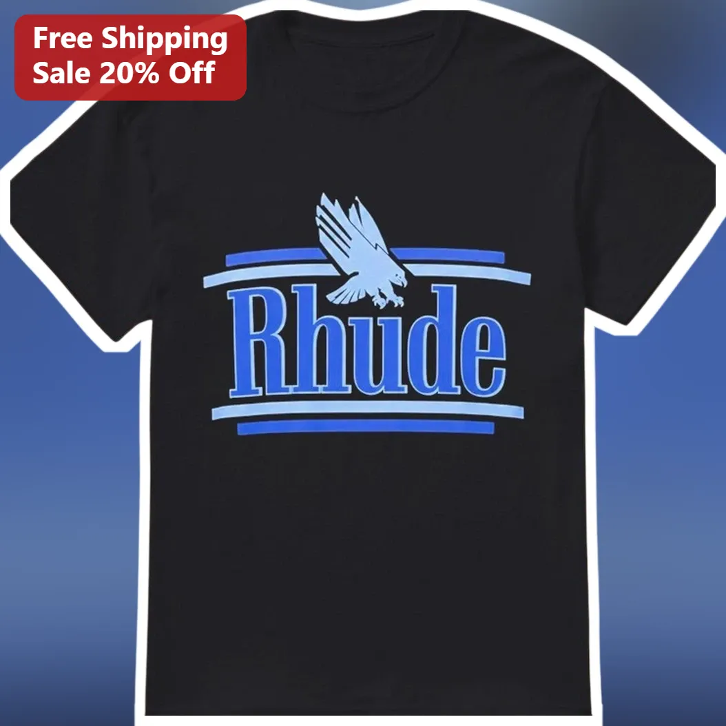 Rhude Tee Black Hawk Logo Graphic Cotton T-Shirt Streetwear Apparel