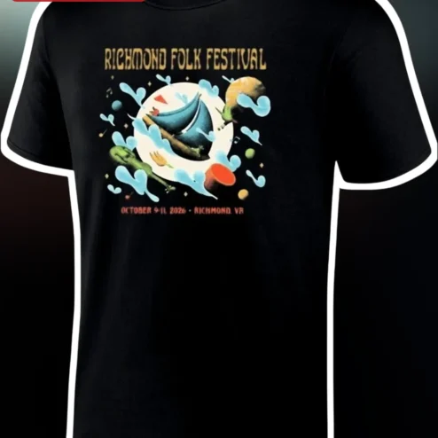 Richmond Folk Festival Tee 2026 October 9-11 Richmond VA Vintage Banjo Sailboat Graphic Shirt