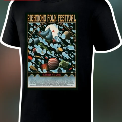 Richmond Folk Festival Tee Vintage Retro Poster Graphic T-Shirt for Men Women