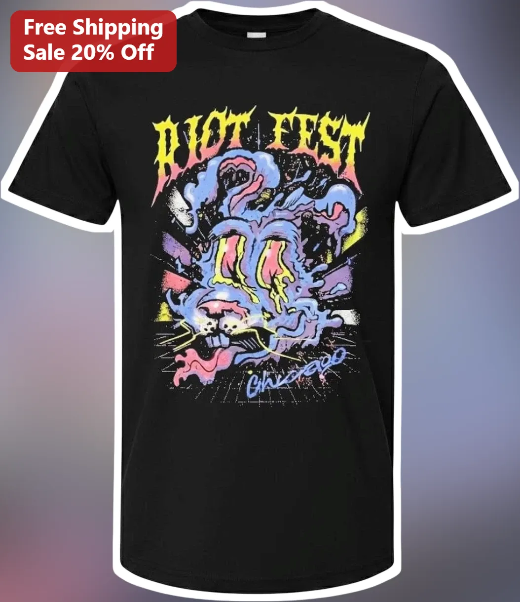 Riot Fest Chicago Tee 2026 Psychedelic Skull Music Festival Merch