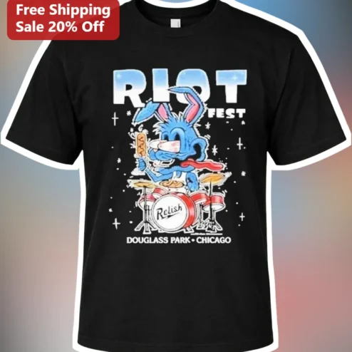 Riot Fest Douglass Park Chicago Tee Roger Rabbit Drummer Graphic Shirt