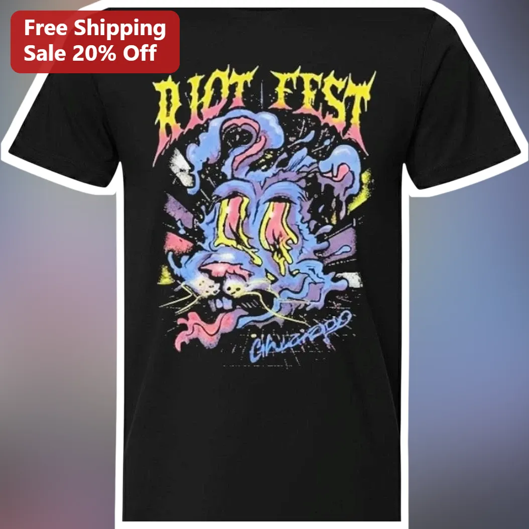 Riot Fest Psychedelic Cat Graphic Tee Music Festival Merch