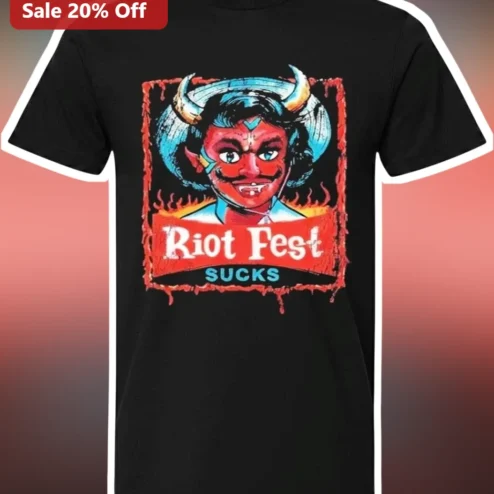 Riot Fest SUCKS Vintage Devil Graphic Tee Funny Music Festival Shirt