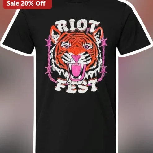 Riot Fest Tee Tiger Graphic Punk Rock Music Festival Merch Black T-Shirt