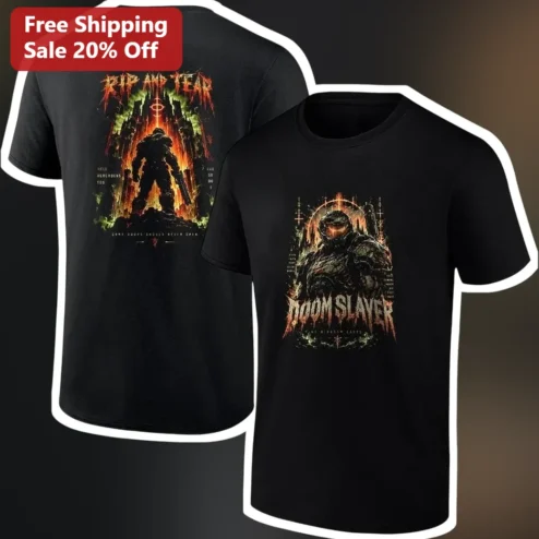 Rip And Tear Doom Slayer Graphic Tee For Gamers