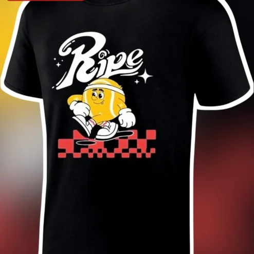 Ripe Tennis Ball Character Graphic Tee Retro Vintage Cartoon Humor Shirt