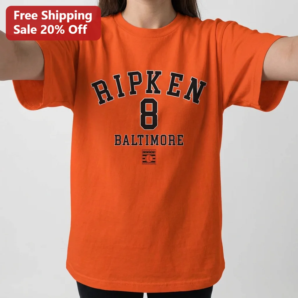Ripken 8 Baltimore National Baseball Hall of Fame Tee, Cal Ripken Jr. Vintage Baseball Gift for Orioles Fans