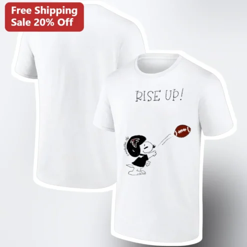 Rise Up Snoopy Football Tee Atlanta Sports Game Day Graphic Shirt for Peanuts Fans
