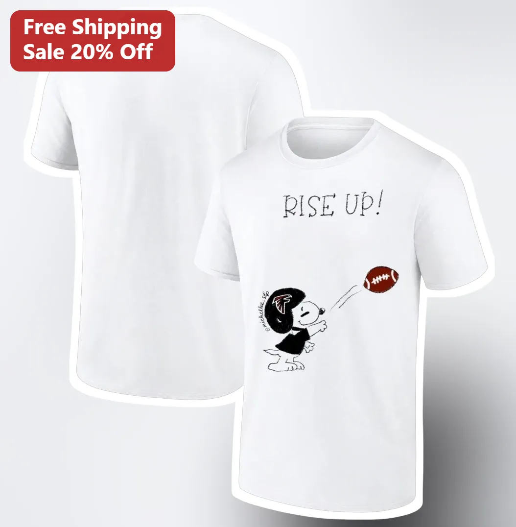 Rise Up Snoopy Football Tee Atlanta Sports Game Day Graphic Shirt for Peanuts Fans