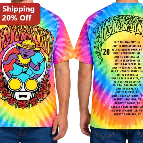 Riverstock Grateful Dead Bear Rainbow Tie Dye Tee Psychedelic Jam Band Concert Merch