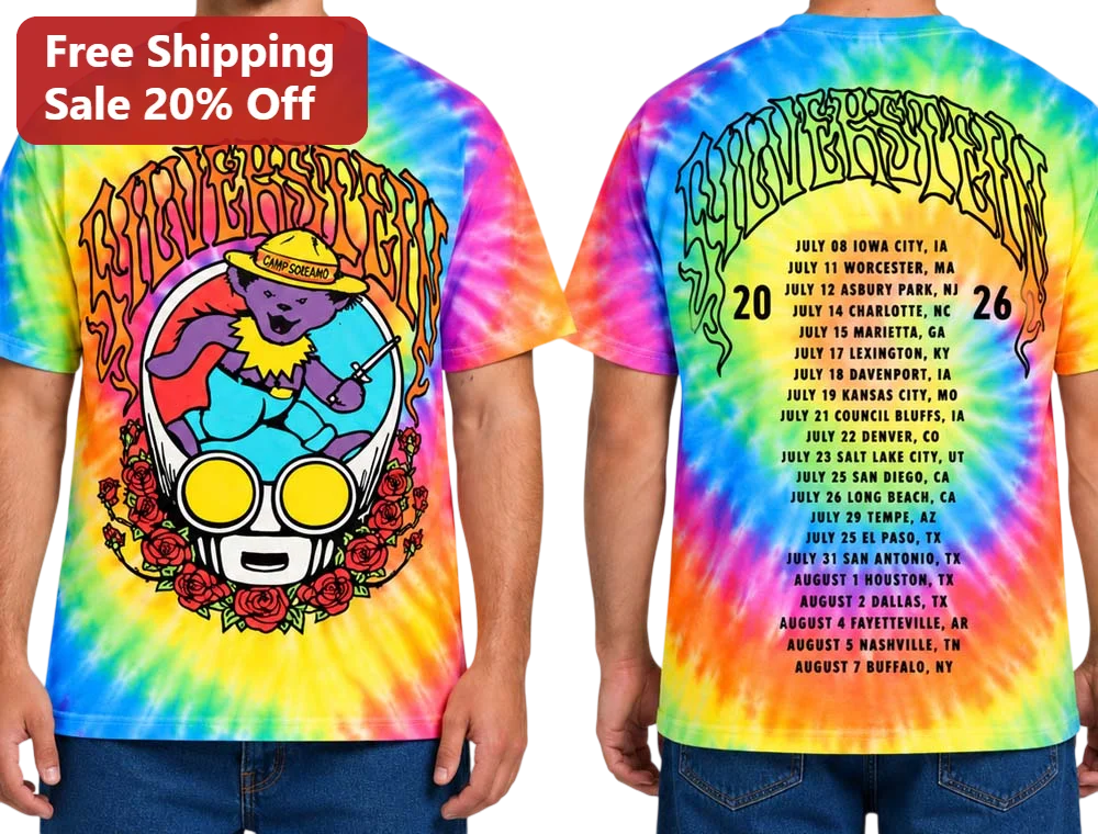 Riverstock Grateful Dead Bear Rainbow Tie Dye Tee Psychedelic Jam Band Concert Merch