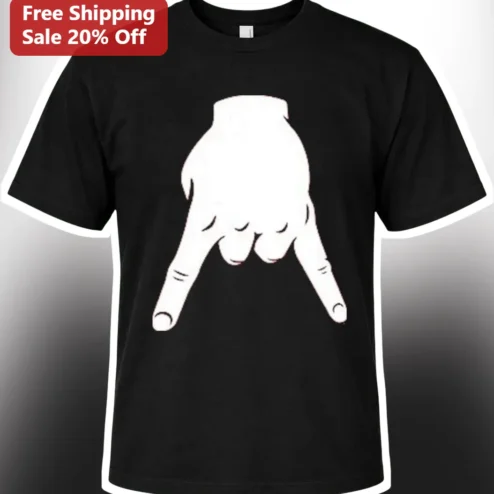 Rock On Hand Gesture Sign of the Horns Metal Fan Graphic Tee