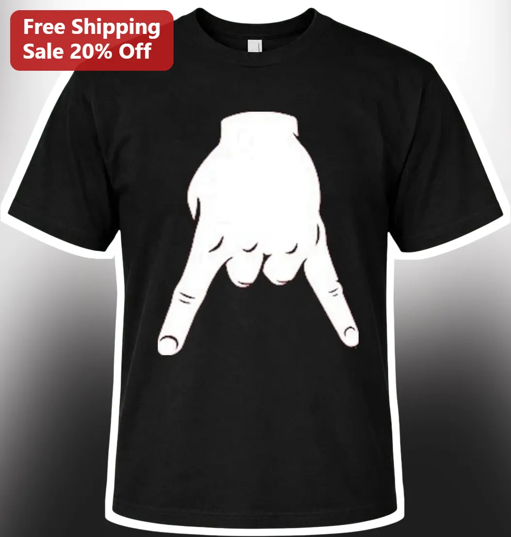 Rock On Hand Gesture Sign of the Horns Metal Fan Graphic Tee available at our Chicago, Illinois warehouse