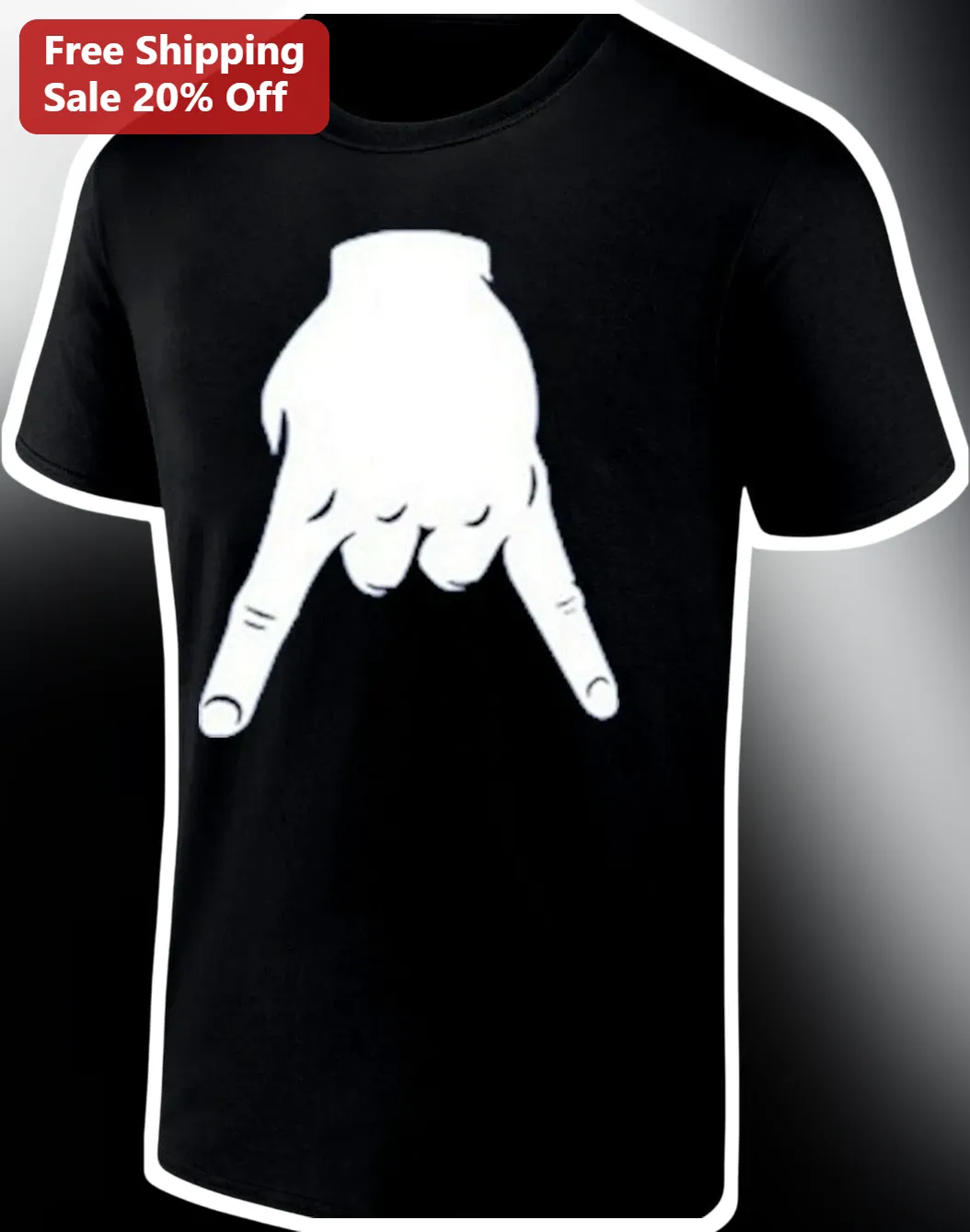 Rock On Hand Sign Graphic Tee for Men Women Heavy Metal Music Fans