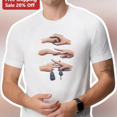 Rock Paper Scissors Car Keys Hands Graphic Tee Funny Driver Gift for Car Enthusiasts