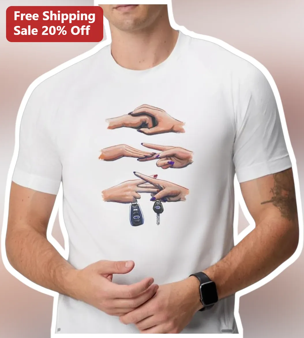 Rock Paper Scissors Car Keys Hands Graphic Tee Funny Driver Gift for Car Enthusiasts