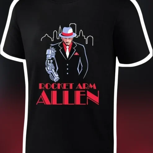 Rocket Arm Allen Tee Buffalo Bills Josh Allen Fan Gift Retro Sports Graphic T-Shirt