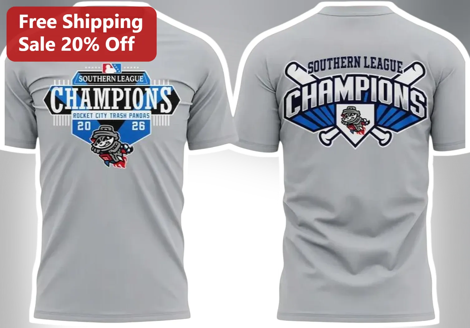 Rocket City Trash Pandas Southern League Champions Tee First Franchise Title Baseball Fan Gift