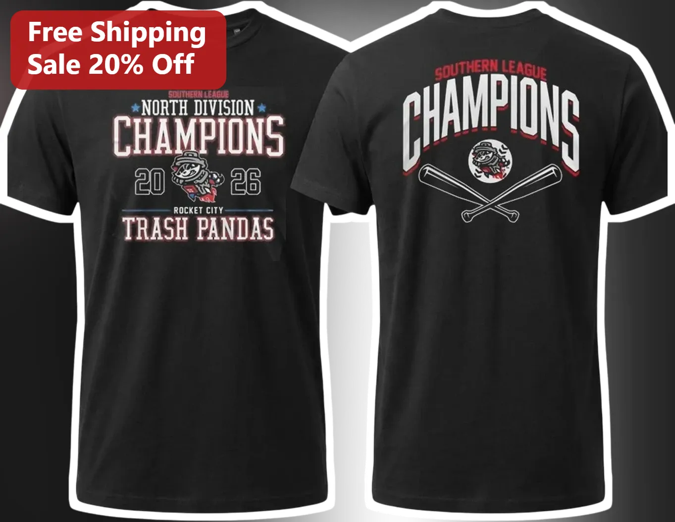 Rocket City Trash Pandas Southern League North Division Champions Tee Baseball Fan Gift