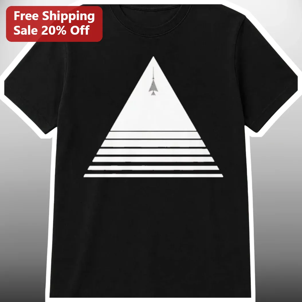 Rocket Launch Triangle Graphic Tee Minimalist Space Exploration Shirt for Sci-Fi Fans