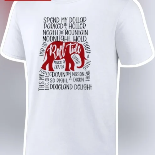Roll Tide Tee Alabama Crimson Tide Elephant Chattahoochee Lyrics Graphic Shirt for College Football Fans