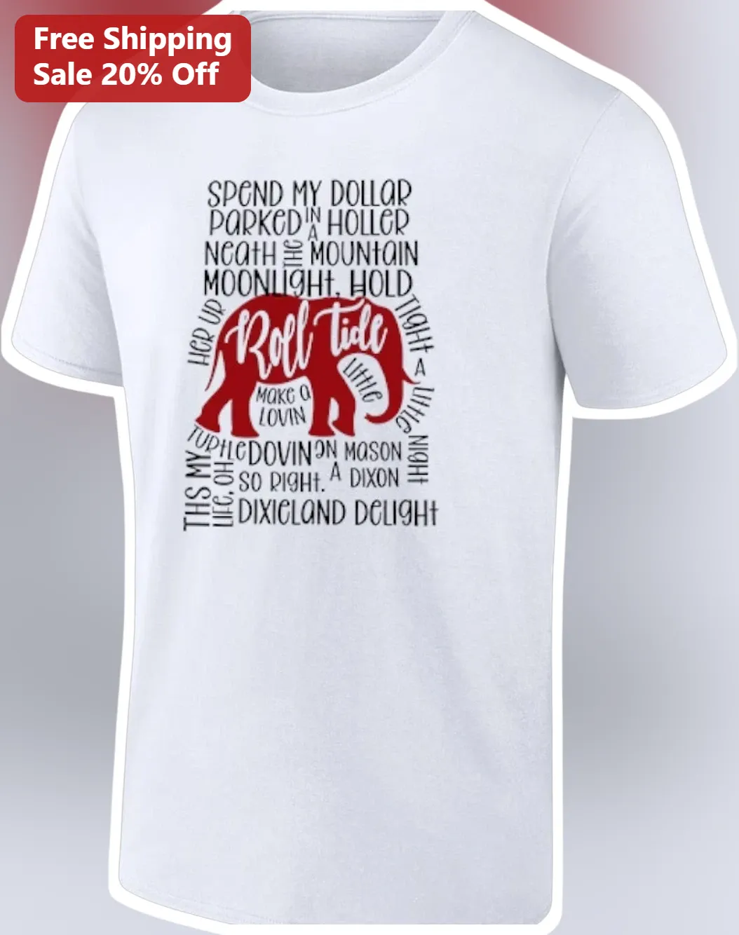 Roll Tide Tee Alabama Crimson Tide Elephant Chattahoochee Lyrics Graphic Shirt for College Football Fans