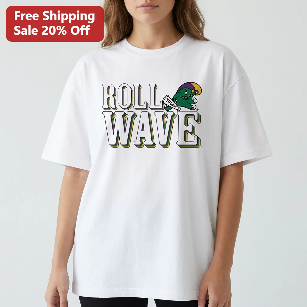 Roll Wave Tulane Green Wave Mascot Tee Retro Collegiate Sports Gameday Fan Shirt