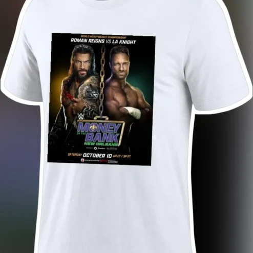 Roman Reigns vs LA Knight Money in the Bank Graphic Tee for WWE Wrestling Fans