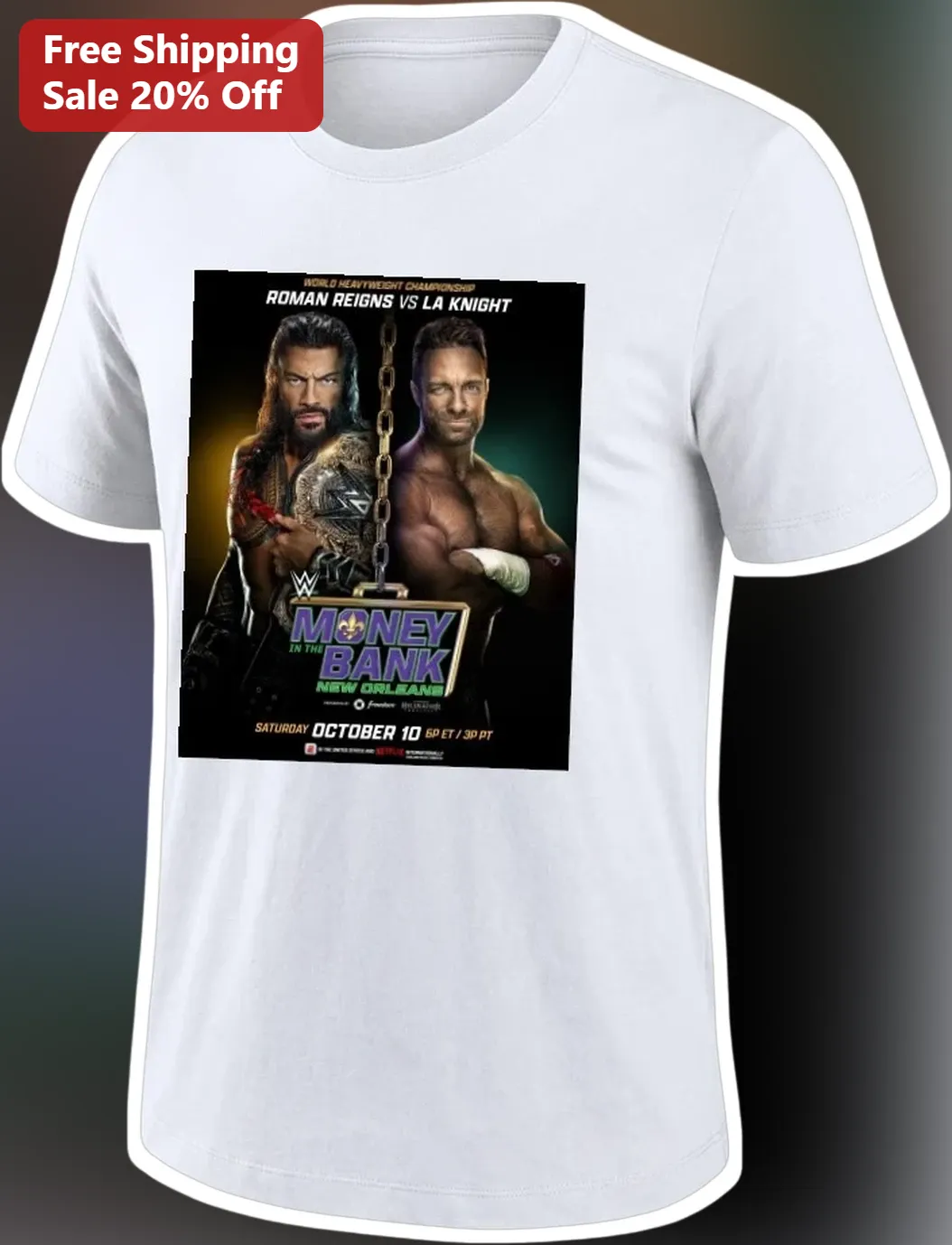 Roman Reigns vs LA Knight Money in the Bank Graphic Tee for WWE Wrestling Fans
