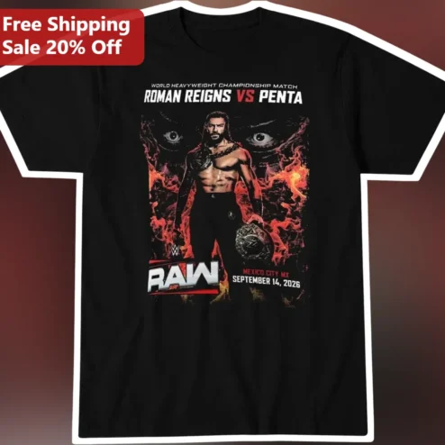 Roman Reigns Vs Penta World Heavyweight Championship Match RAW Graphic Tee