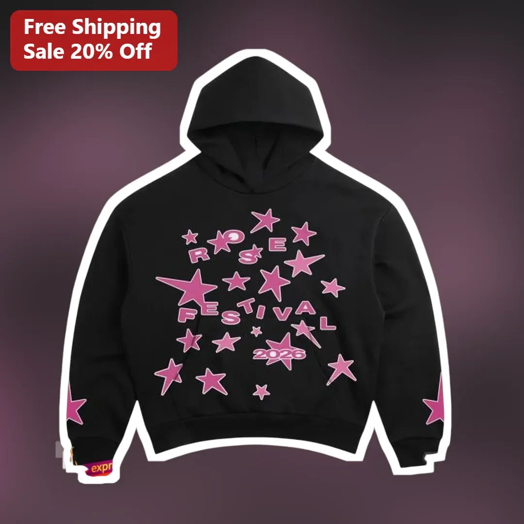 Rose Festival 2026 Hoodie Black Retro Starburst Graphic Sweatshirt for Men Women