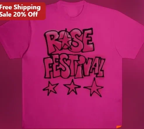Rose Festival Tee Retro Y2K Star Graphic Shirt for Women Men Music Festival Fans