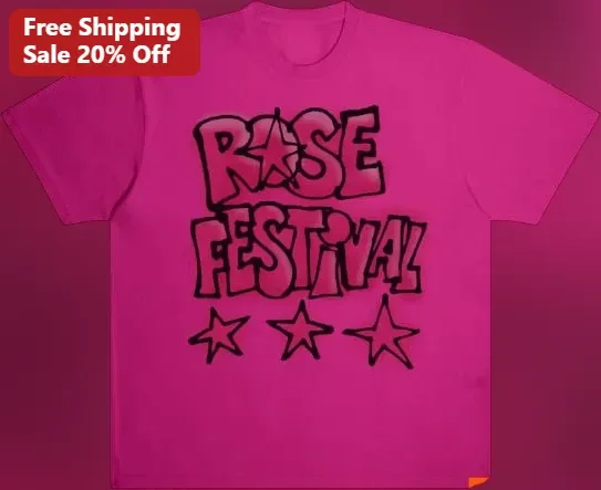 Rose Festival Tee Retro Y2K Star Graphic Shirt for Women Men Music Festival Fans