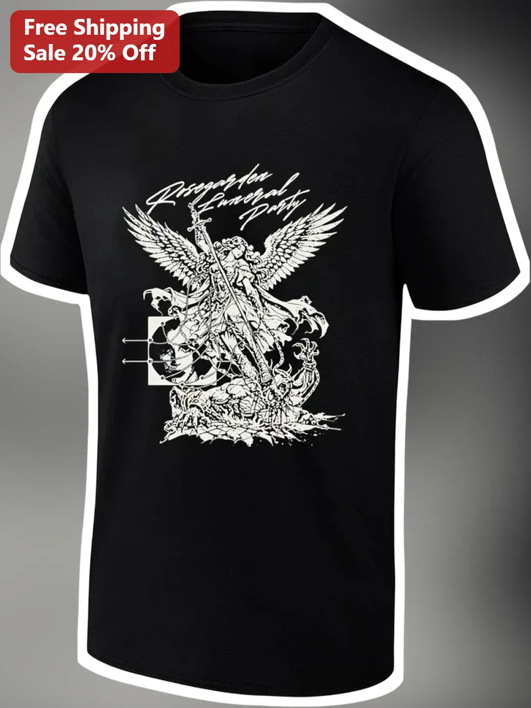 Rosegarden Funeral Party Tee Post Punk Gothic Angel Graphic Shirt