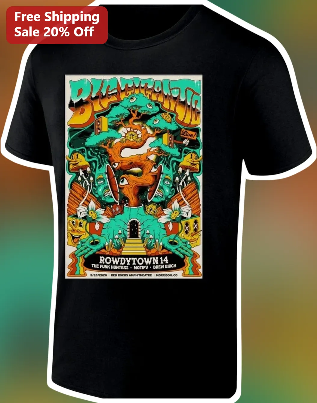 Rowdytown 14 The Funk Hunters Motifu Drew Birch Psychedelic Tee