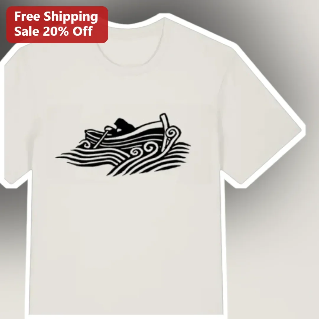 Rowing Boat on Waves Graphic Tee Nautical Ocean Rowers Gift for Men Women