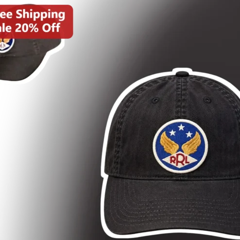 RRL Hat Vintage Denim Baseball Cap with Winged Logo Embroidered Patch