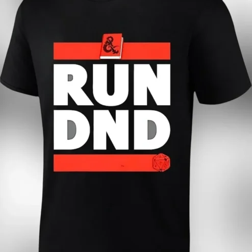 Run DND Tee RunDMC Style Parody Graphic Shirt for Gamers