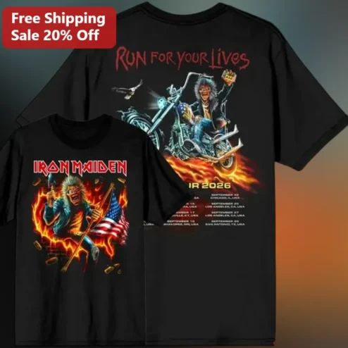 Run For Your Lives Iron Maiden Eddie Tour Graphic Tee Heavy Metal Band Merch Gift