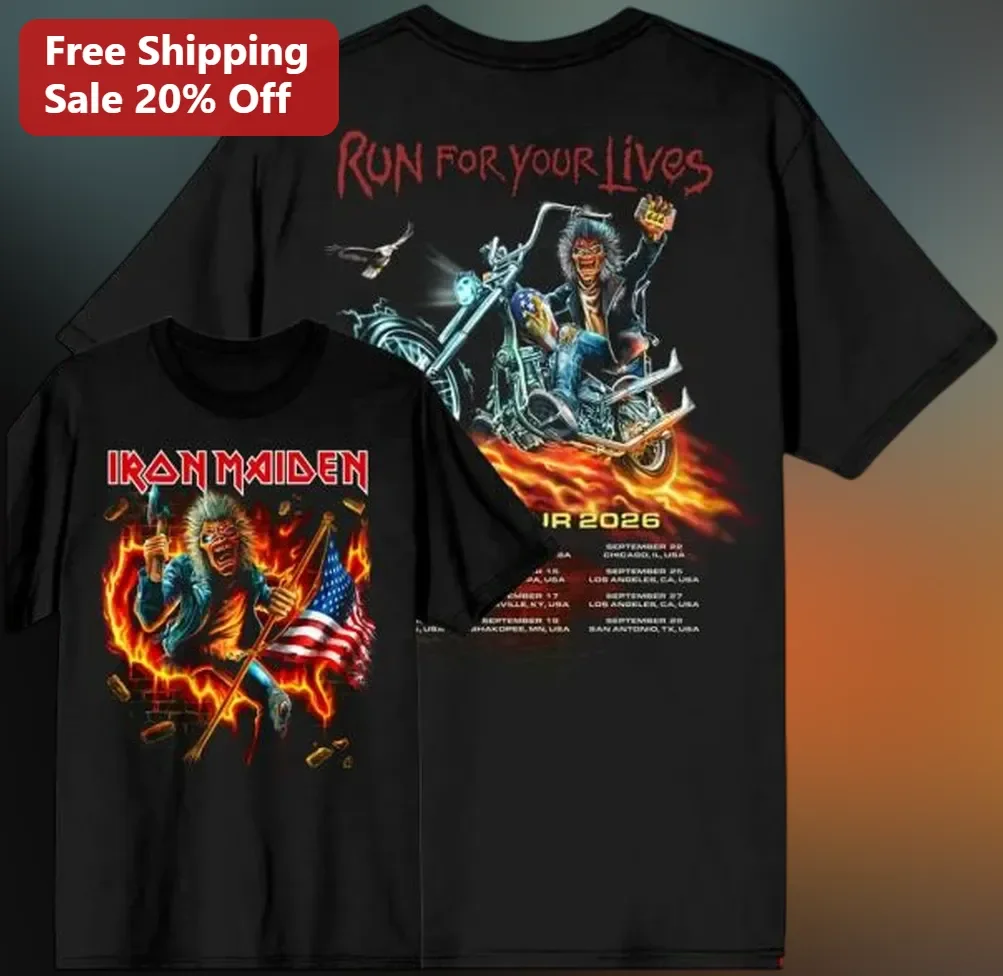 Run For Your Lives Iron Maiden Eddie Tour Graphic Tee Heavy Metal Band Merch Gift