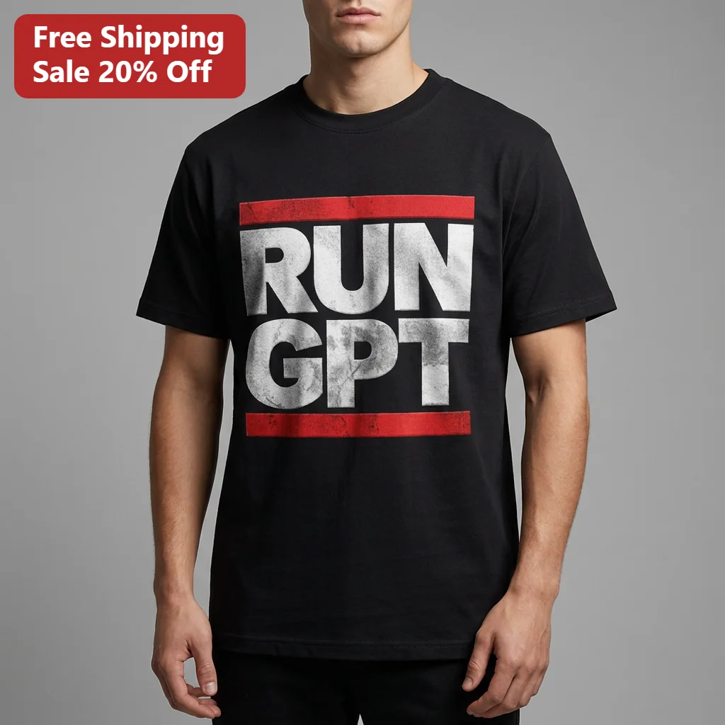 Run GPT Tee for Developers, Funny AI Coding Shirt Gift for Programmers and Tech Enthusiasts