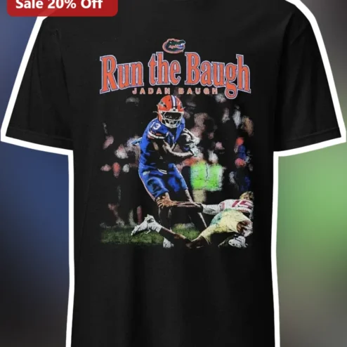 Run the Baugh Tee Jadan Baugh Florida Gators College Football Vintage Distressed Graphic Shirt