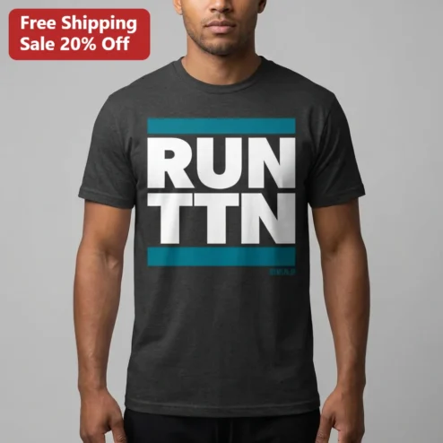 Run TTN Tee Retro Hip Hop Logo Sports Apparel for Football Fans