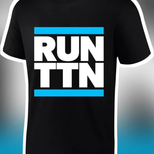 Run TTN Tee Retro Hip Hop Logo Sports Apparel Running Shirt for Men Women