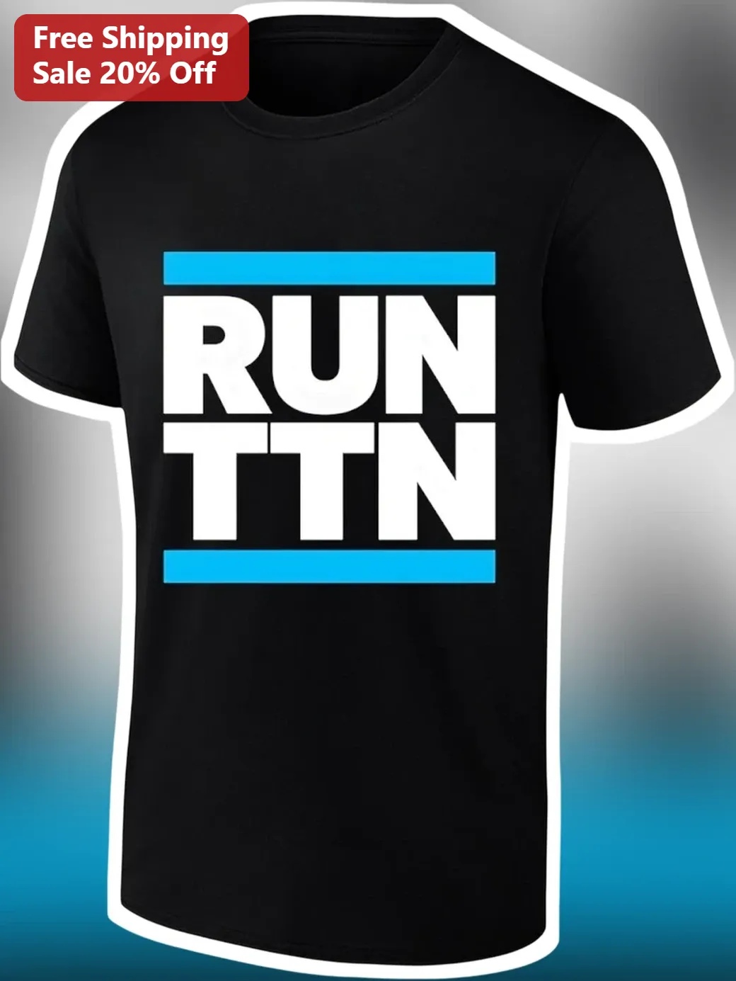 Run TTN Tee Retro Hip Hop Logo Sports Apparel Running Shirt for Men Women