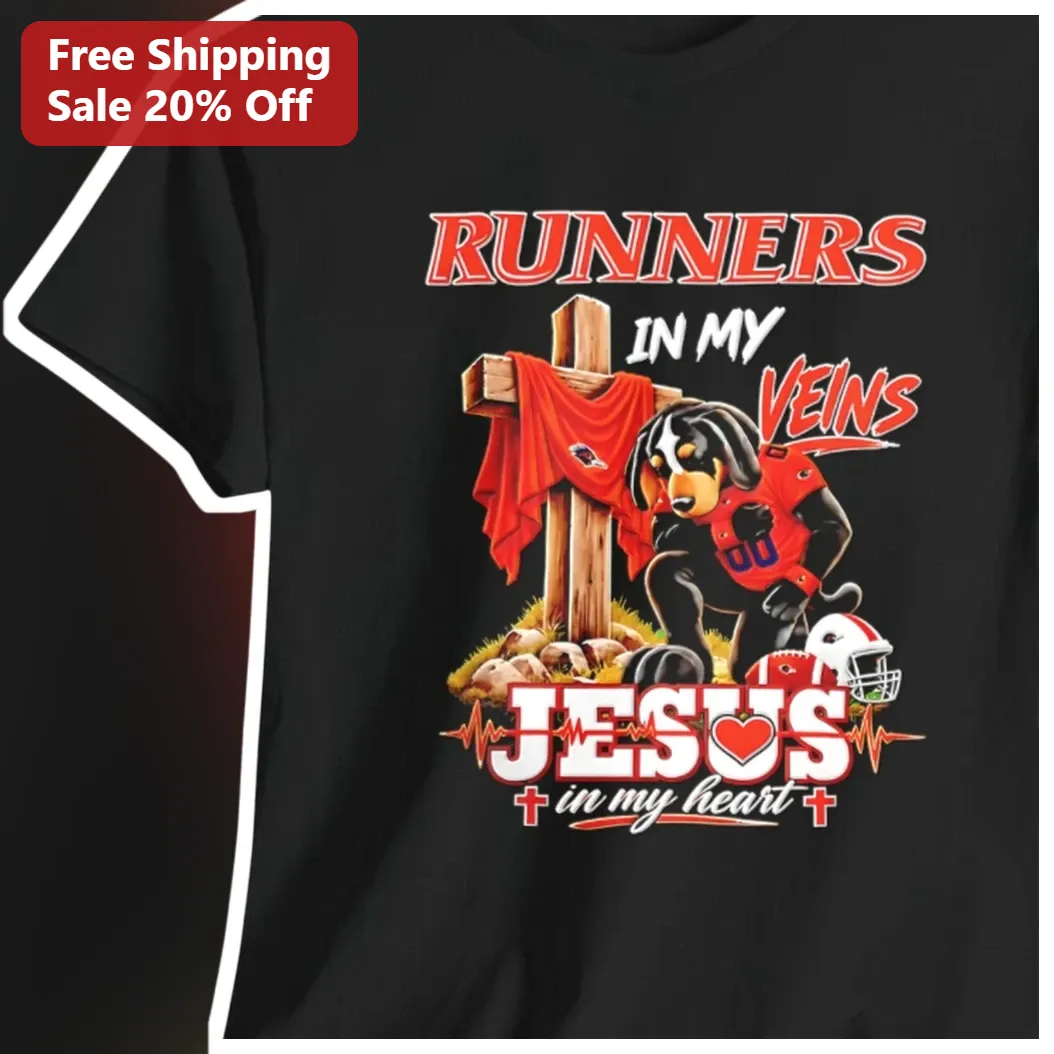 Runners In My Veins Jesus In My Heart Christian Running Tee Faith Based Gift