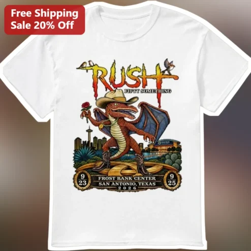 Rush Fifty Something Tee Funny Dragon Rocker Graphic Shirt for Men Women