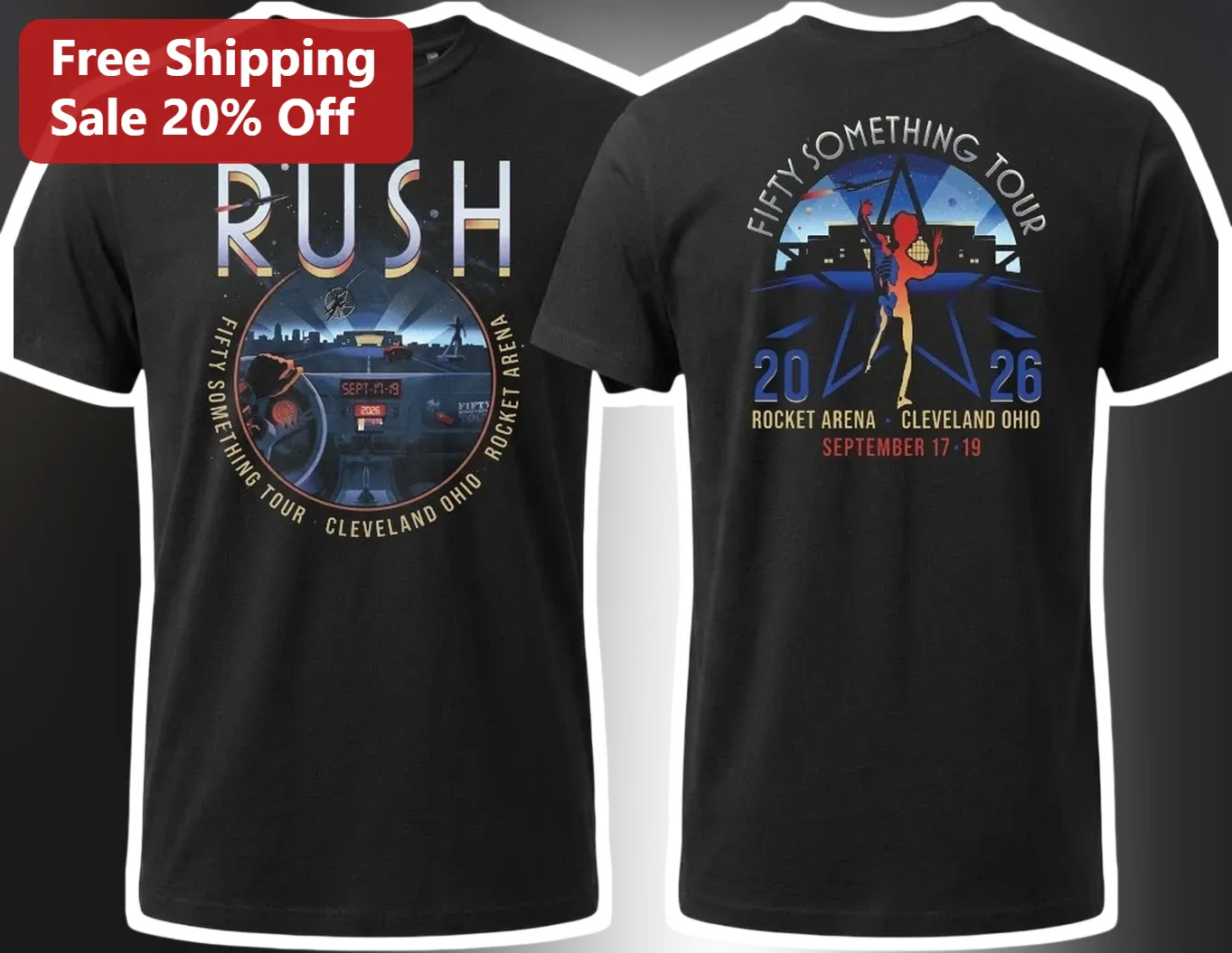 Rush Fifty Something Tour Cleveland Ohio Rocket Arena Sept 17-19 2026 Vintage Concert Tee